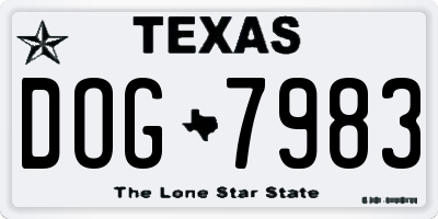TX license plate DOG7983