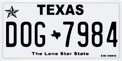 TX license plate DOG7984