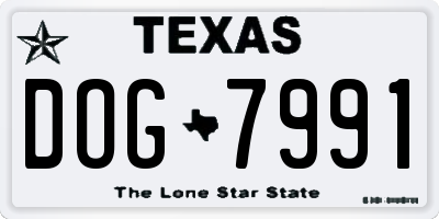 TX license plate DOG7991