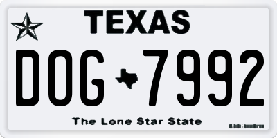 TX license plate DOG7992
