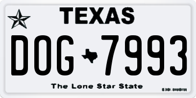 TX license plate DOG7993