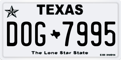 TX license plate DOG7995