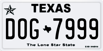 TX license plate DOG7999