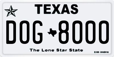 TX license plate DOG8000