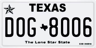 TX license plate DOG8006