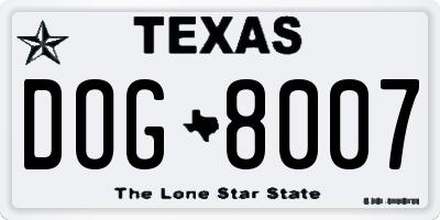 TX license plate DOG8007