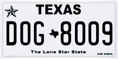 TX license plate DOG8009