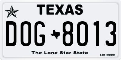 TX license plate DOG8013
