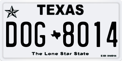 TX license plate DOG8014