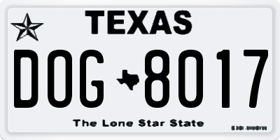 TX license plate DOG8017