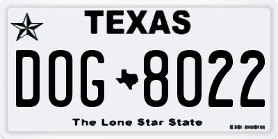 TX license plate DOG8022