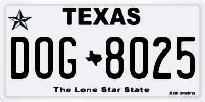 TX license plate DOG8025