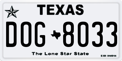 TX license plate DOG8033