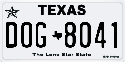 TX license plate DOG8041