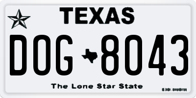 TX license plate DOG8043
