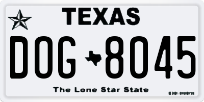 TX license plate DOG8045