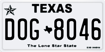TX license plate DOG8046