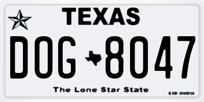 TX license plate DOG8047