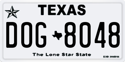 TX license plate DOG8048