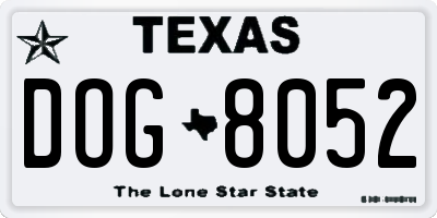 TX license plate DOG8052