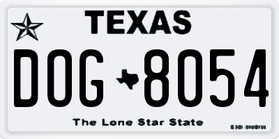 TX license plate DOG8054