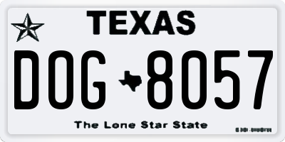 TX license plate DOG8057