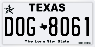 TX license plate DOG8061
