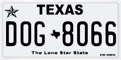 TX license plate DOG8066