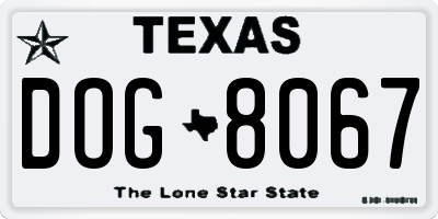 TX license plate DOG8067