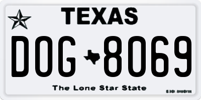 TX license plate DOG8069