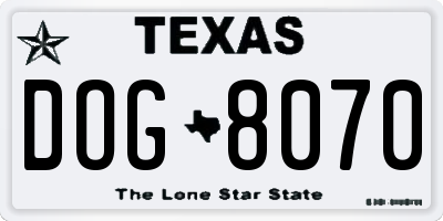 TX license plate DOG8070
