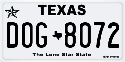 TX license plate DOG8072