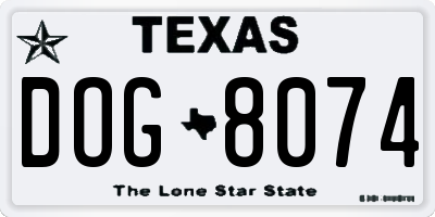 TX license plate DOG8074