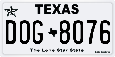 TX license plate DOG8076