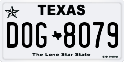 TX license plate DOG8079