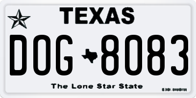 TX license plate DOG8083