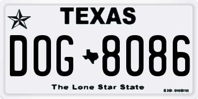 TX license plate DOG8086