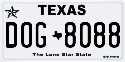 TX license plate DOG8088