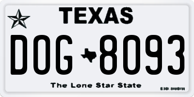 TX license plate DOG8093