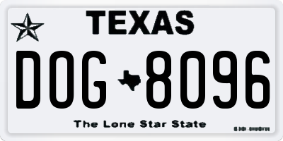 TX license plate DOG8096