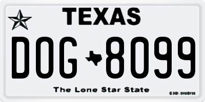 TX license plate DOG8099