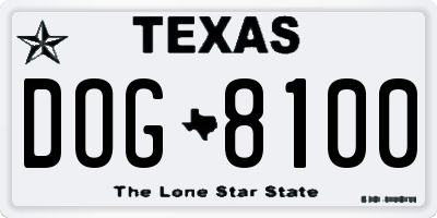 TX license plate DOG8100