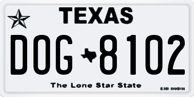 TX license plate DOG8102