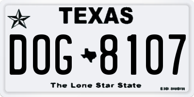 TX license plate DOG8107