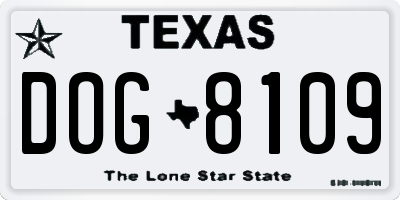 TX license plate DOG8109