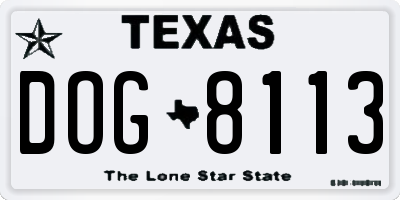 TX license plate DOG8113