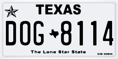 TX license plate DOG8114