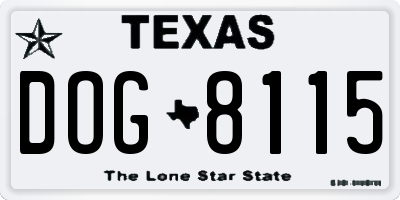 TX license plate DOG8115