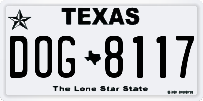 TX license plate DOG8117