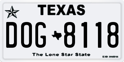 TX license plate DOG8118